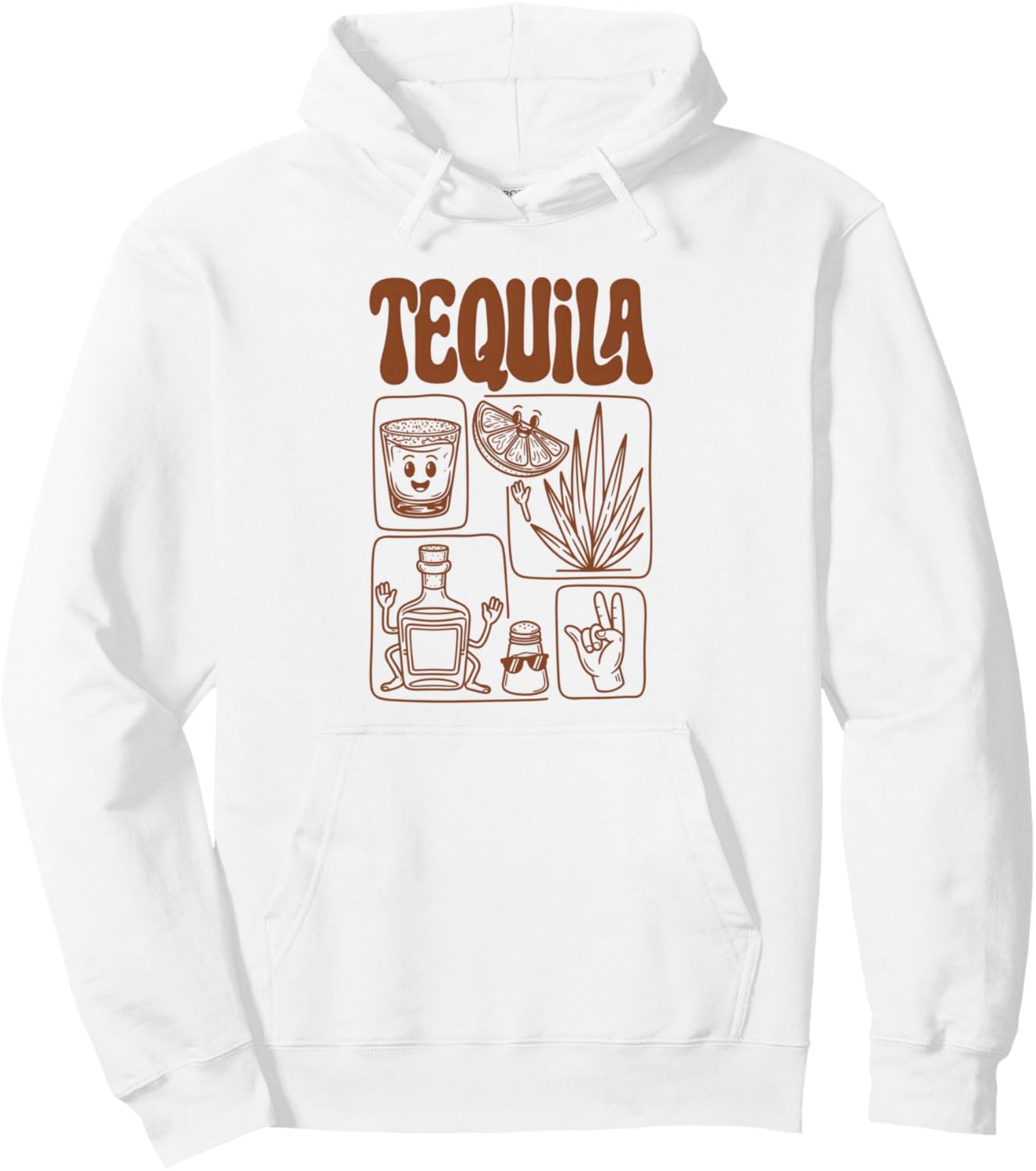 

Худи в стиле ретро с талисманом в виде шота текилы и лаймовой солью, в стиле 70-х Vintage Tequila Party & Drinking, белый