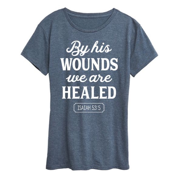 

Женская футболка "By His Wounds Isaiah" с принтом Unbranded, синий