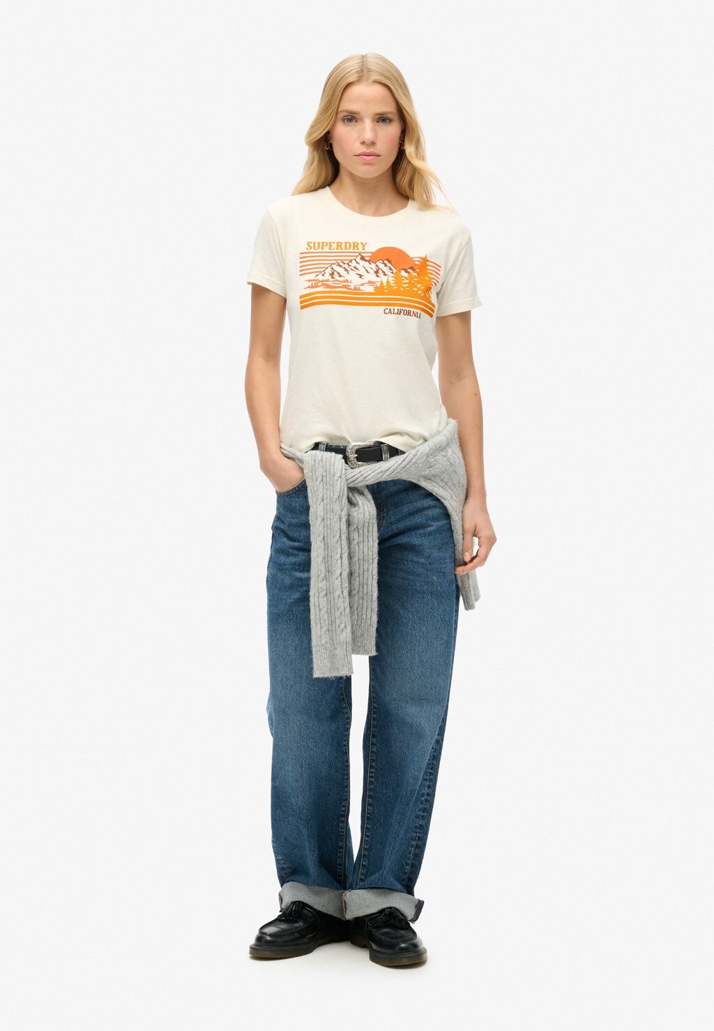 Футболка с принтом Superdry, слоновая кость — фото 2