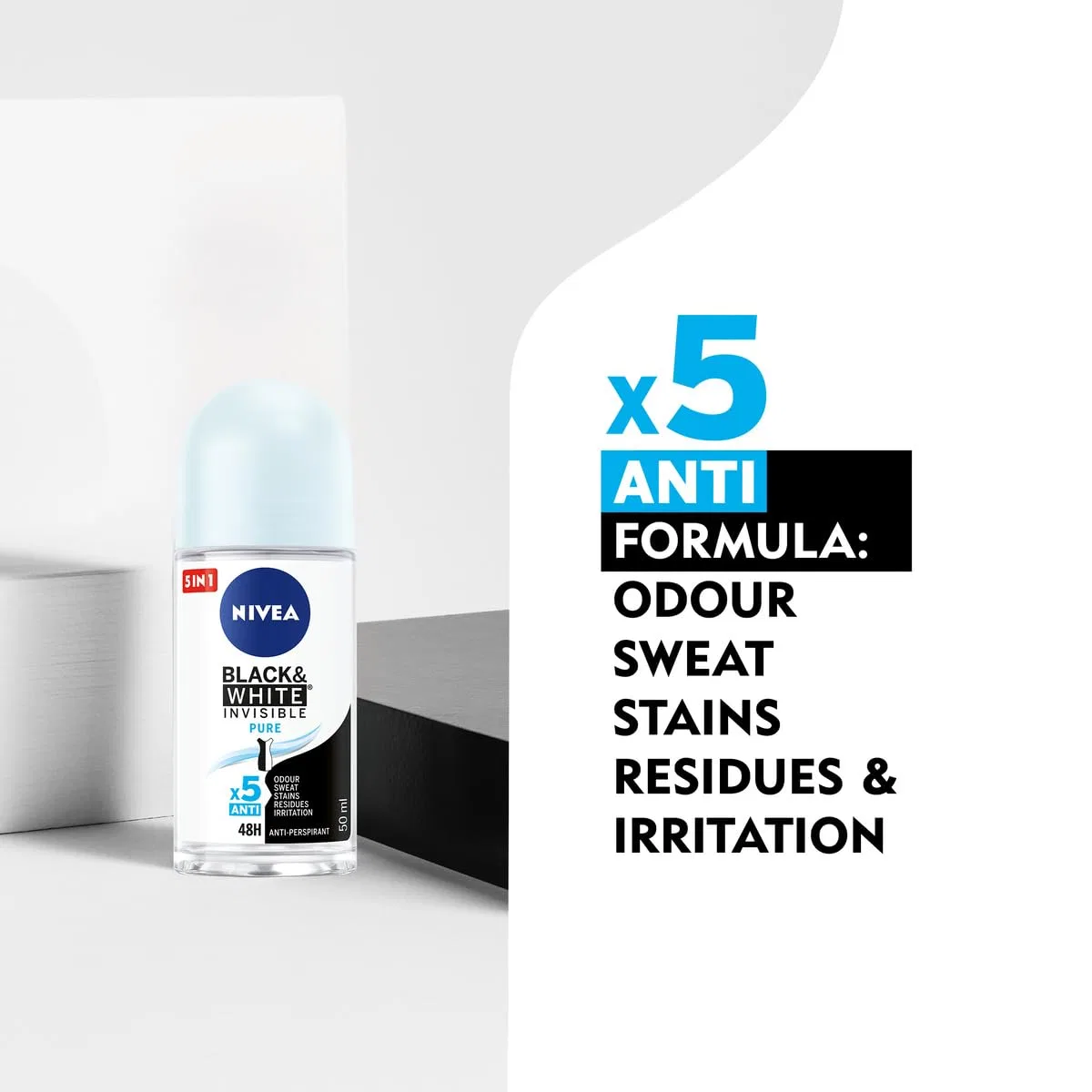 Шариковый дезодорант NIVEA Black & White Invisible Fresh, 50 мл, 6 шт. Nivea — фото 2