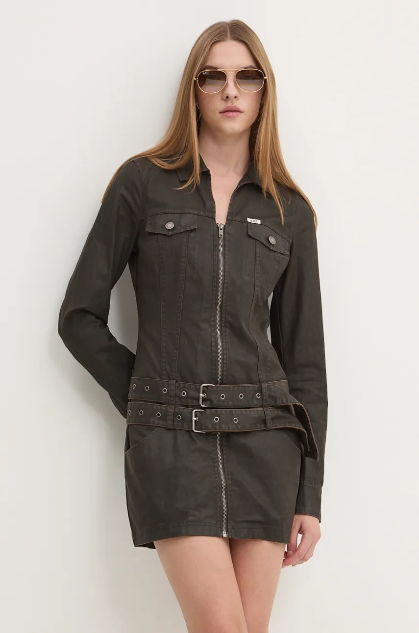 

Хлопковое платье Guess Originals, коричневый