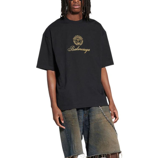 Футболка qixi crest t-shirt medium fit 'black' Balenciaga, черный — фото 4