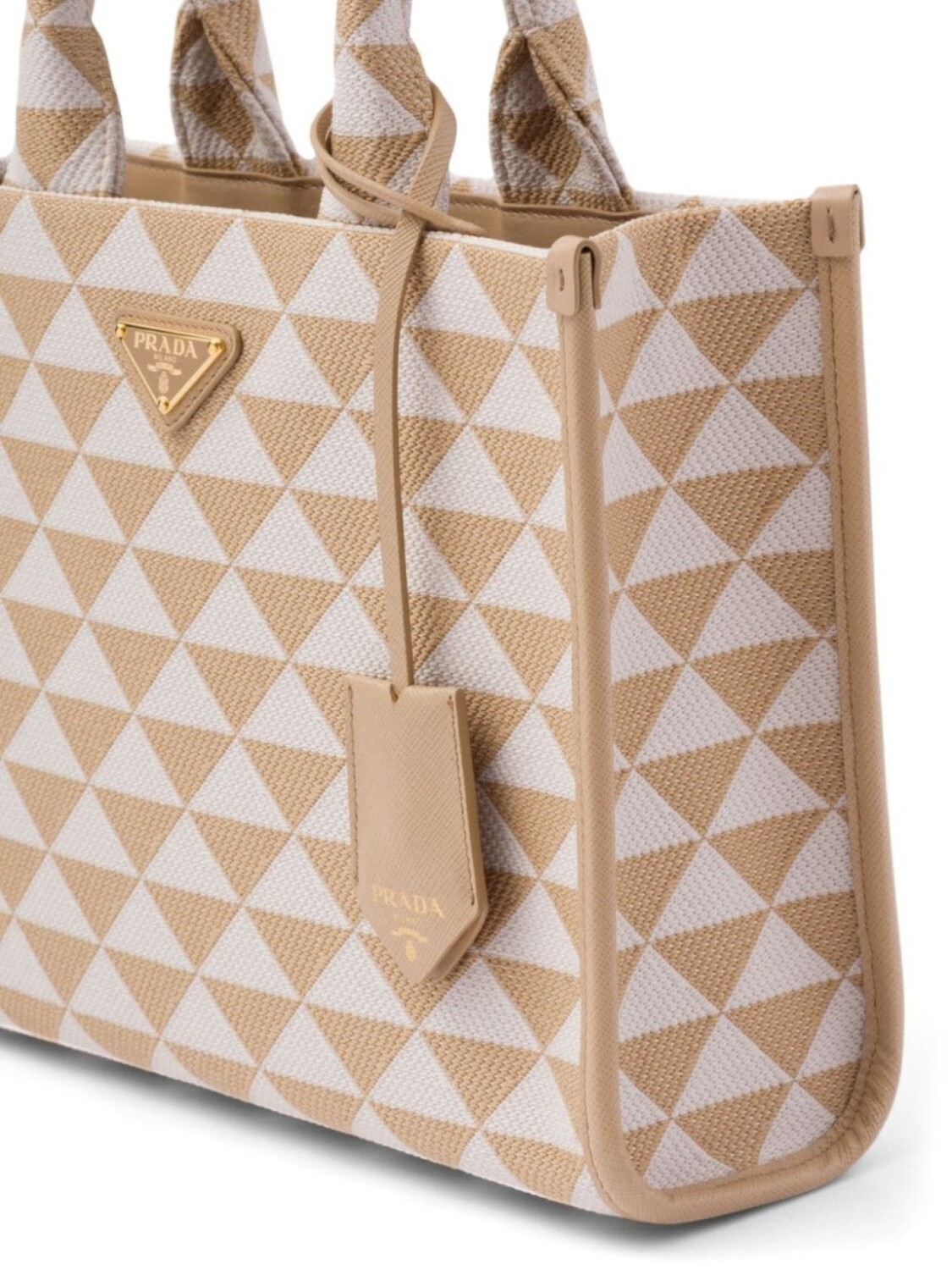 Жаккардовая сумка Prada Symbole, нейтральный цвет — фото 3