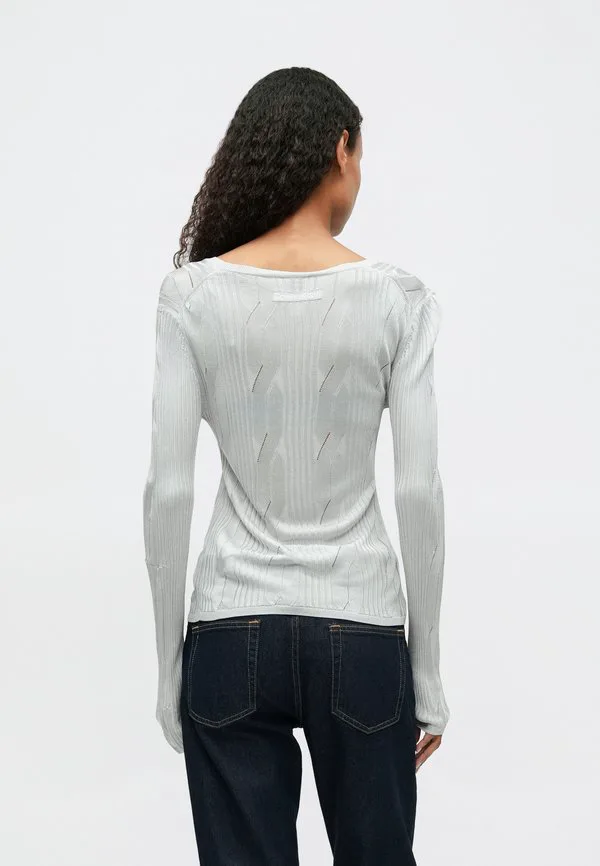 Блестящий свитер с круглым вырезом Calvin Klein, Quiet Gray — фото 3