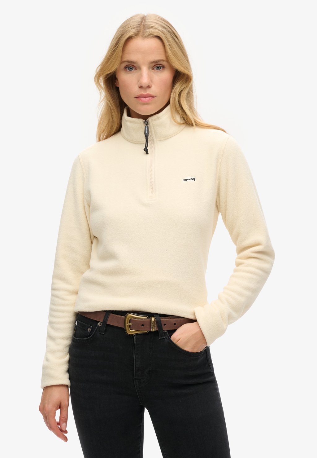 

Флисовый джемпер HALF ZIP Superdry, бежевый