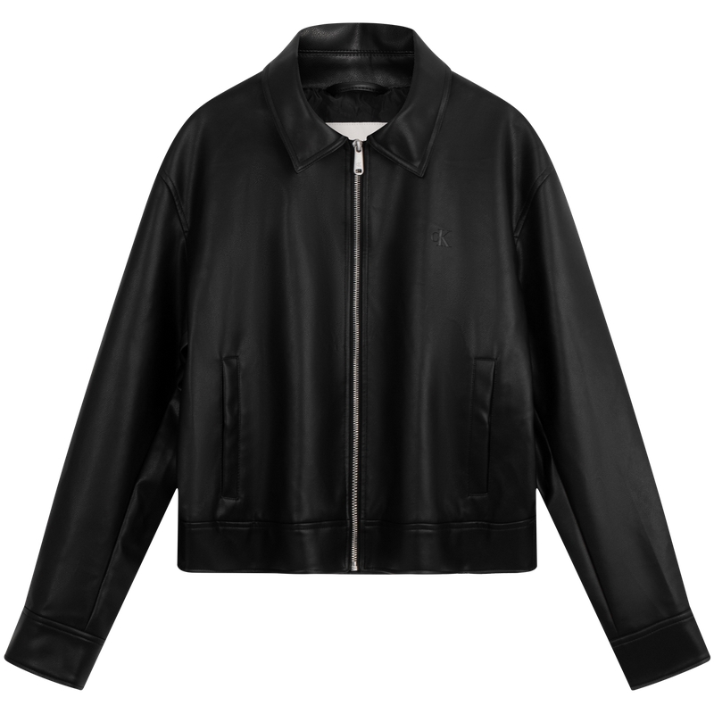 Calvin Klein Кожаная куртка женская космический черный, BEH-Space Black — фото 3
