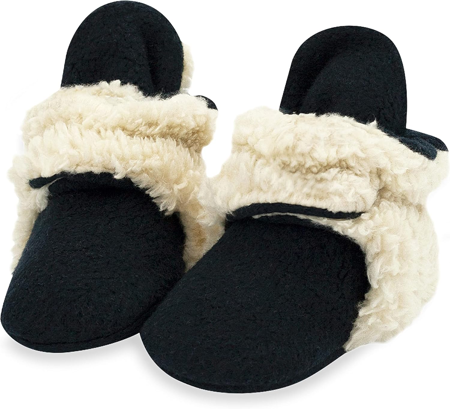 

Унисекс флисовые пинетки для малышей Zutano, с двумя кнопками, от новорожденного до 24 месяцев, Black Furry