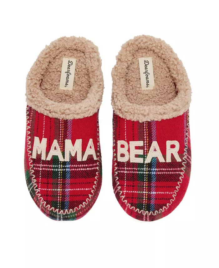 Женские тапочки-кроксы Mama Bear в клетку Dearfoams, мультиколор