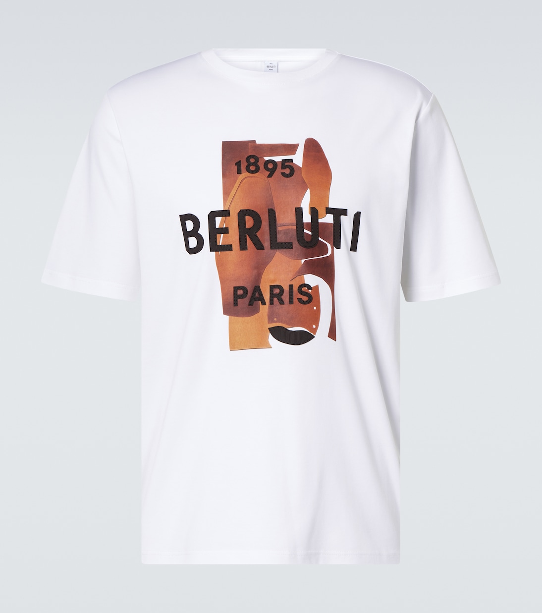 

Футболка из хлопка с принтом Berluti, Optic White / Chestnut Brown