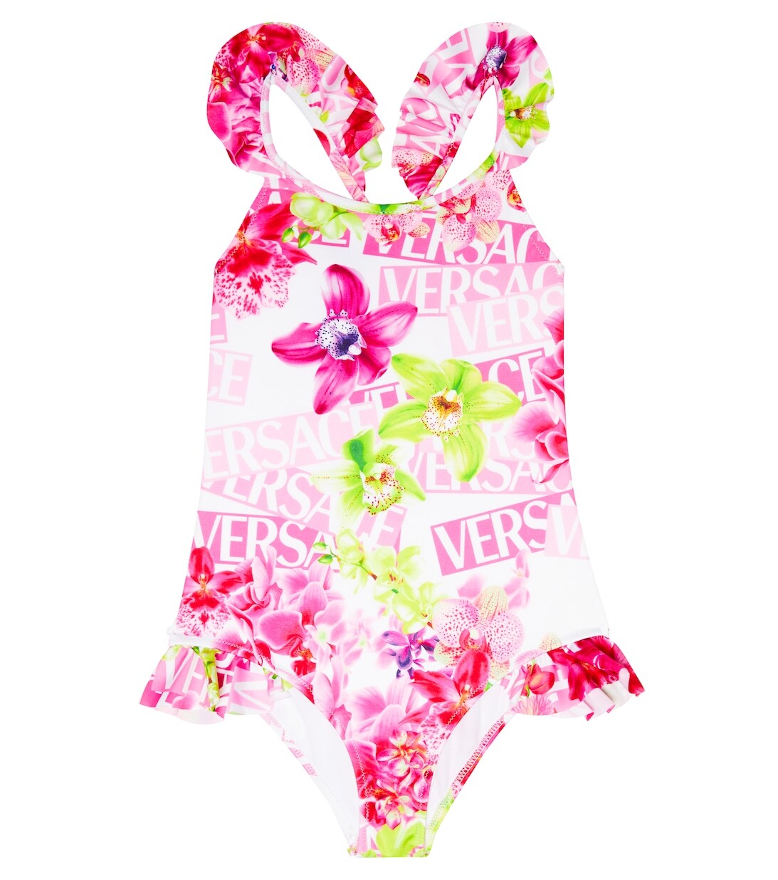 

Купальник с цветочным логотипом Versace, розовый
