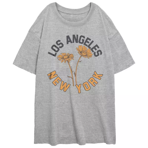 

Футболка Juniors Los Angeles New York Flowers с большим рисунком Unbranded, серый