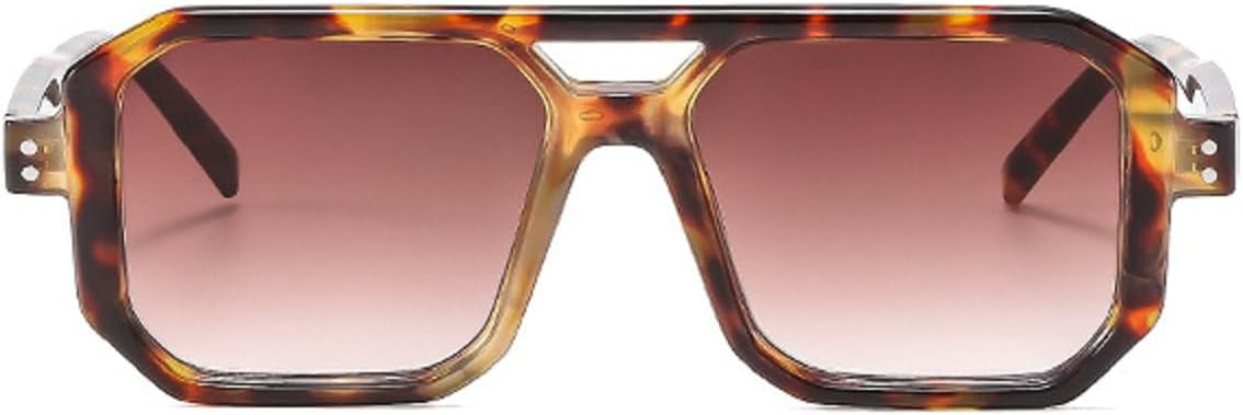 

Винтажные квадратные мужские солнцезащитные очки, модные желто-синие оттенки, защита от ультрафиолета UV400, женские трендовые очки в стиле панк с заклепками 11822 Melrose, Leopard