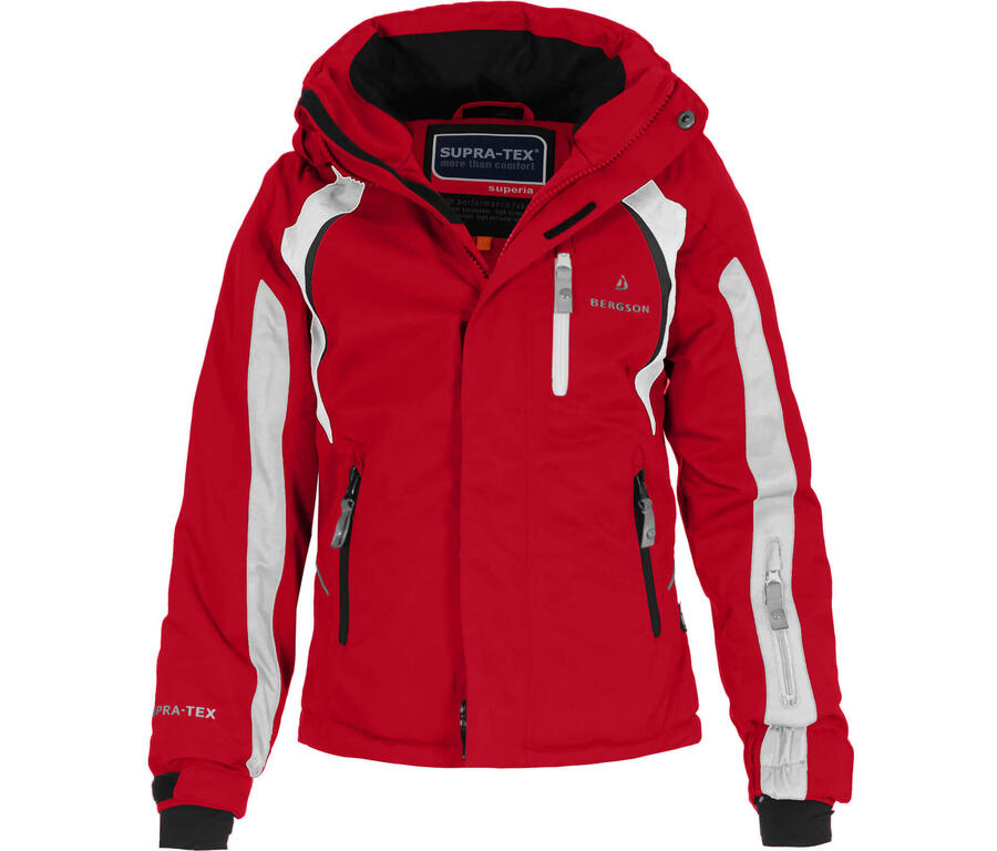 

BERGSON Детская горнолыжная куртка, идеально подходит для юных любителей зимних видов спорта, красная.