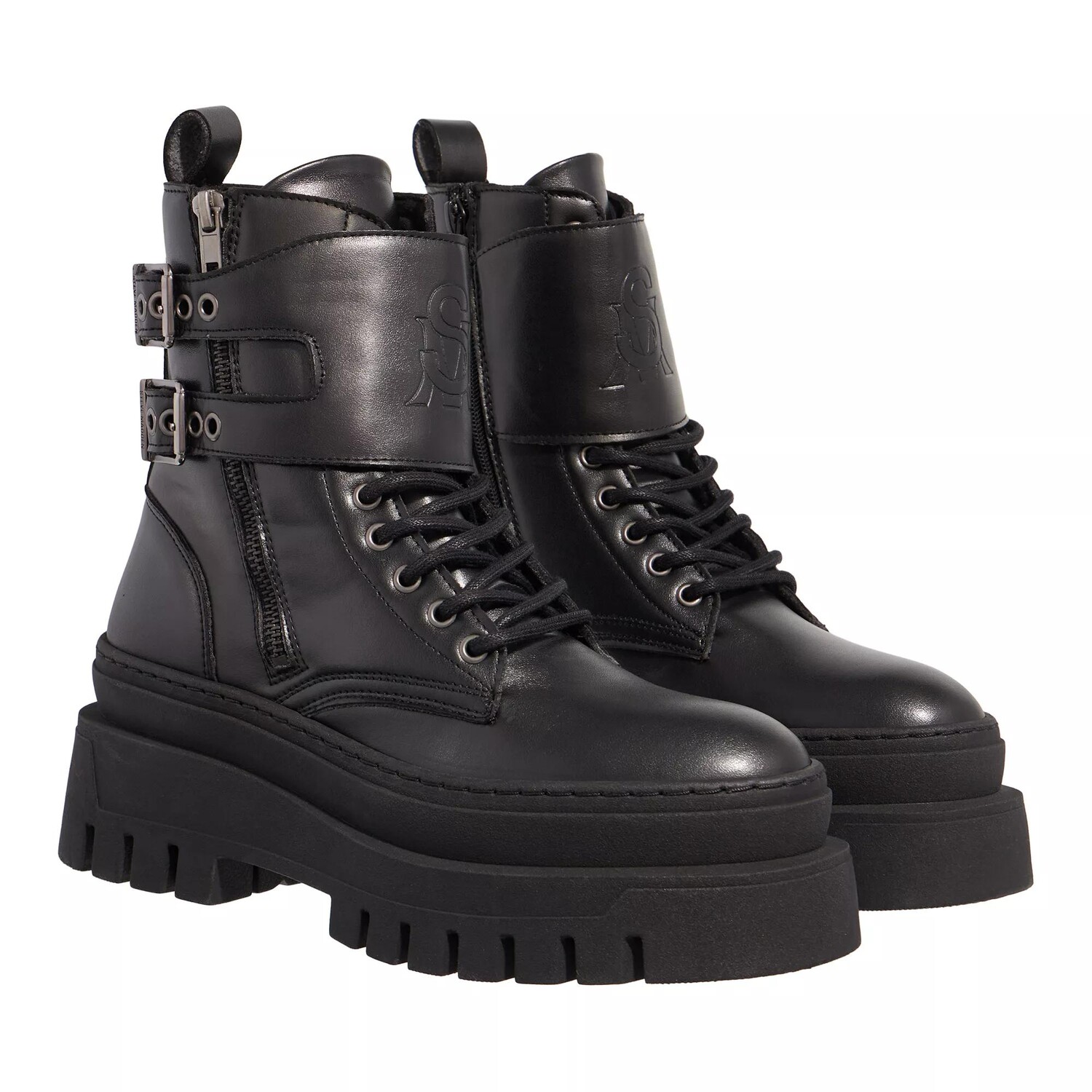 Женские ботинки Steve Madden кожаные на массивной подошве, черный
