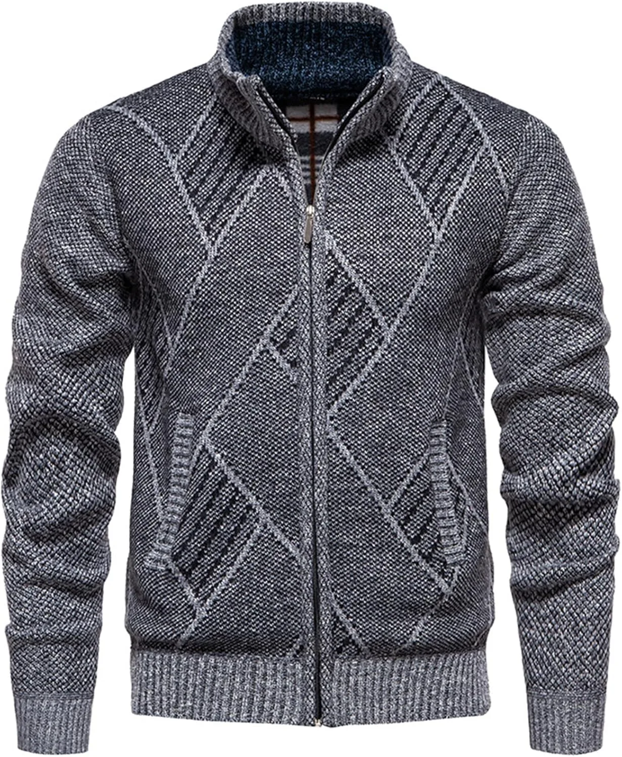 

Мужской кардиган с воротником стойкой и карманами