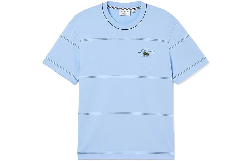 LACOSTE Футболка мужская небесно-голубая HBP с круглым вырезом умеренно прямого кроя — фото 3