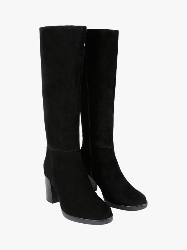 Серебряные замшевые ботинки до колена Carvela, Black — фото 2