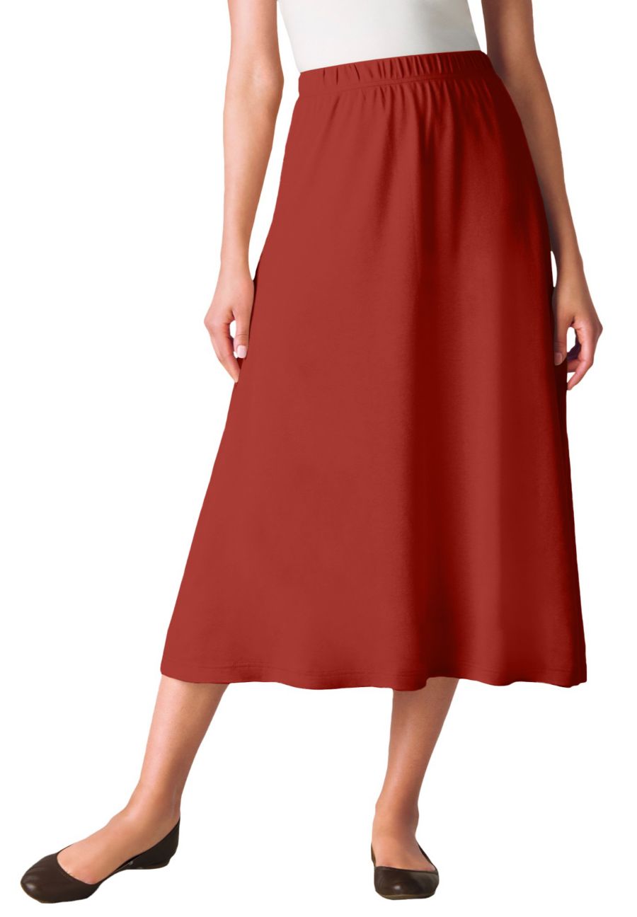 

Женская трикотажная юбка А-силуэта больших размеров, рассчитанная на 7 дней носки Woman Within, Red ochre