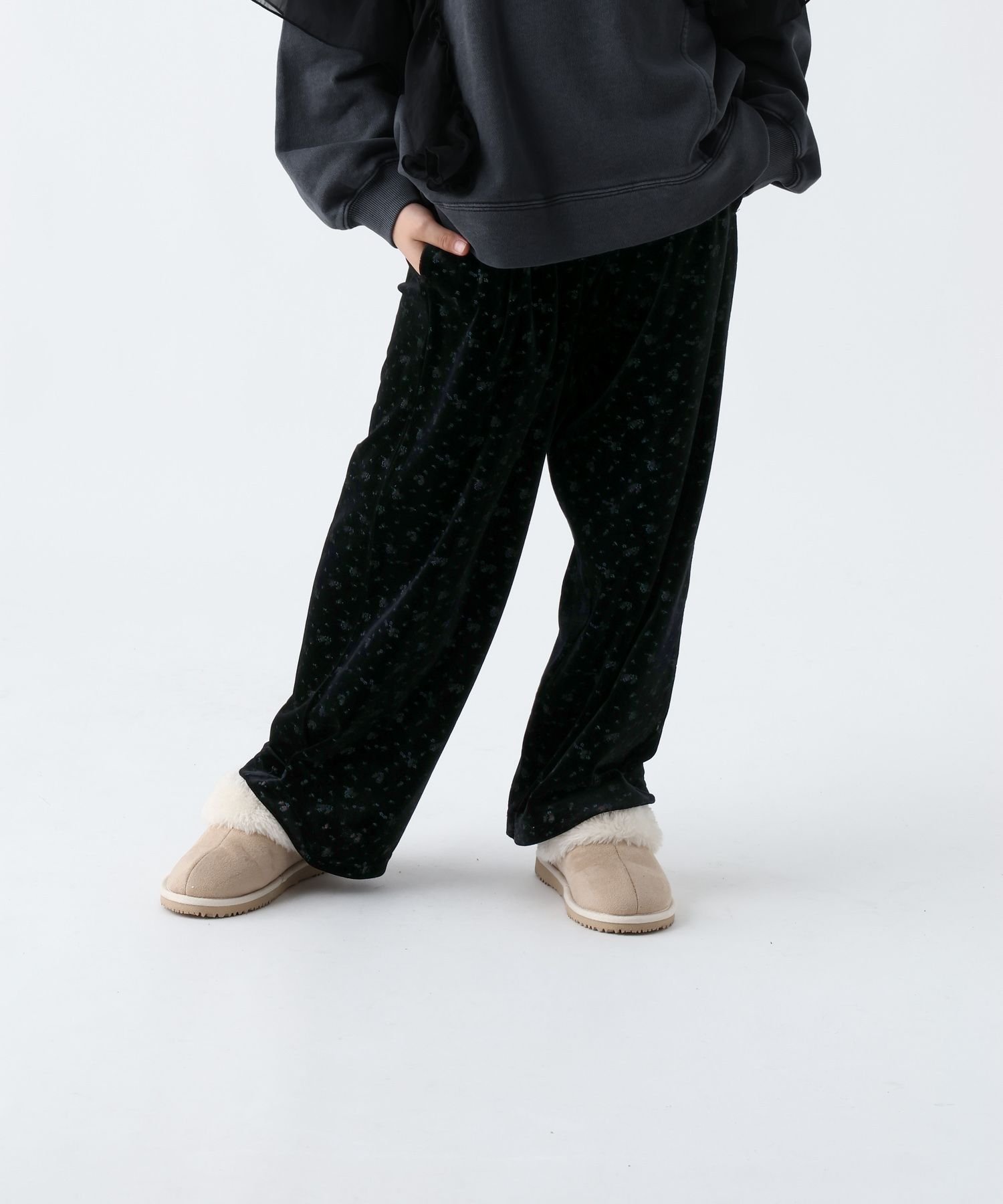 Бархатные широкие брюки Детские Bayflow, Black pattern 01