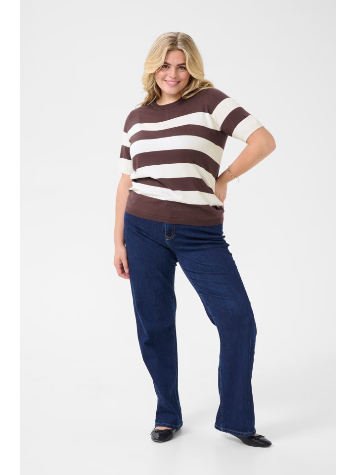 

KAFFE curve Вязаный свитер KClizzy стандартного кроя в цвете Fudge / Chalk с широкой полосой