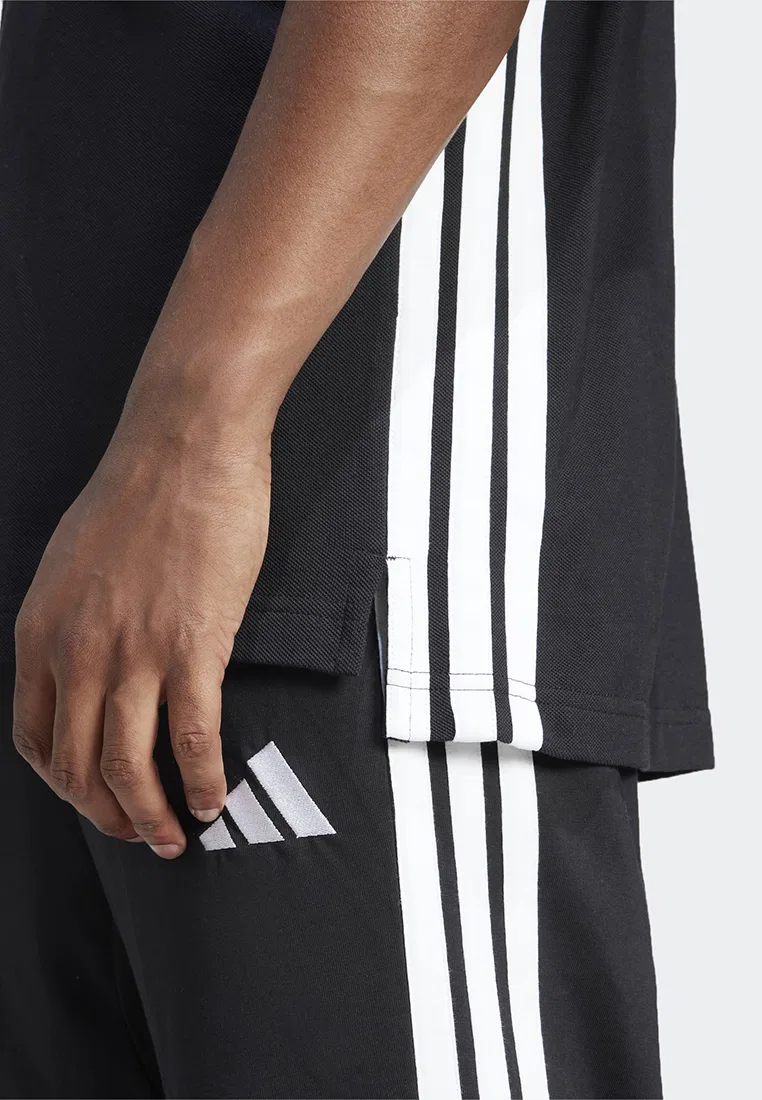 Поло, три полоски, Essentials, adidas, белый/черный — фото 4