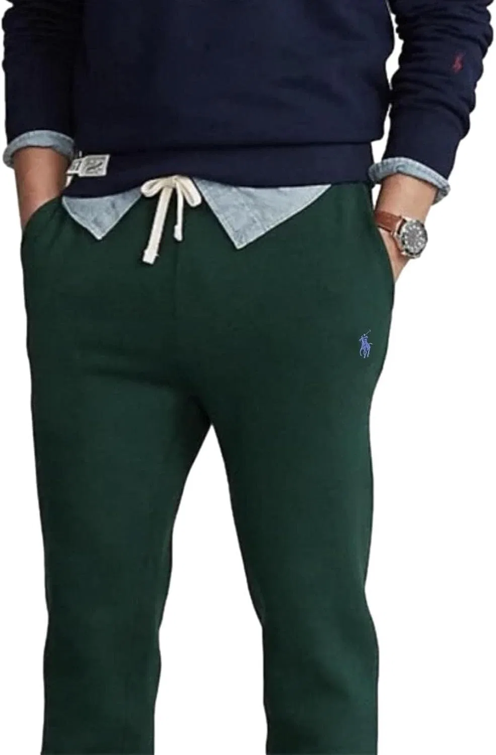 Спортивные флисовые спортивные штаны-стринги для мужчин Polo Ralph Lauren, Rl College Green — фото 2