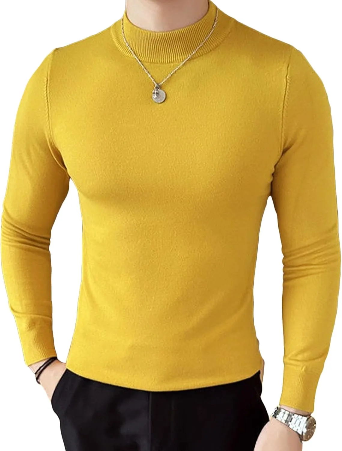 Мужской свитер Slim Fit с полуворотником