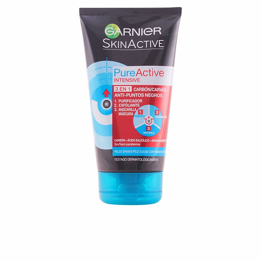 

Очищающий гель для лица Pure active 3 en 1 carbón intensive gel puntos negros Garnier, 150 мл