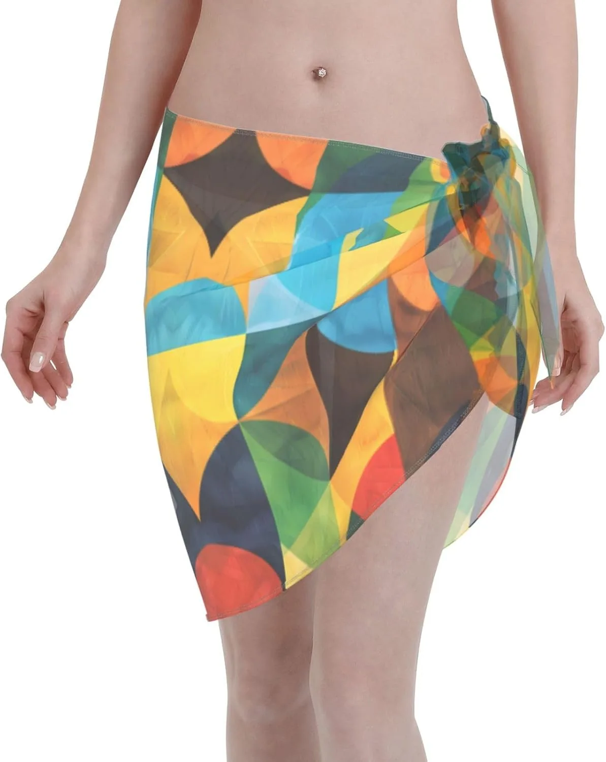 Женская пляжная накидка из шифона, короткая, летняя Generic, Geometric 10