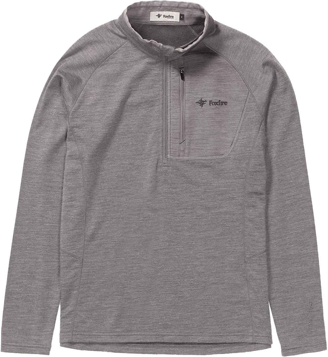 

Мужская футболка Foxfire Retro 5115477, шерсть, полипропилен, впитывает пот и быстро сохнет, с половинной молнией, серая