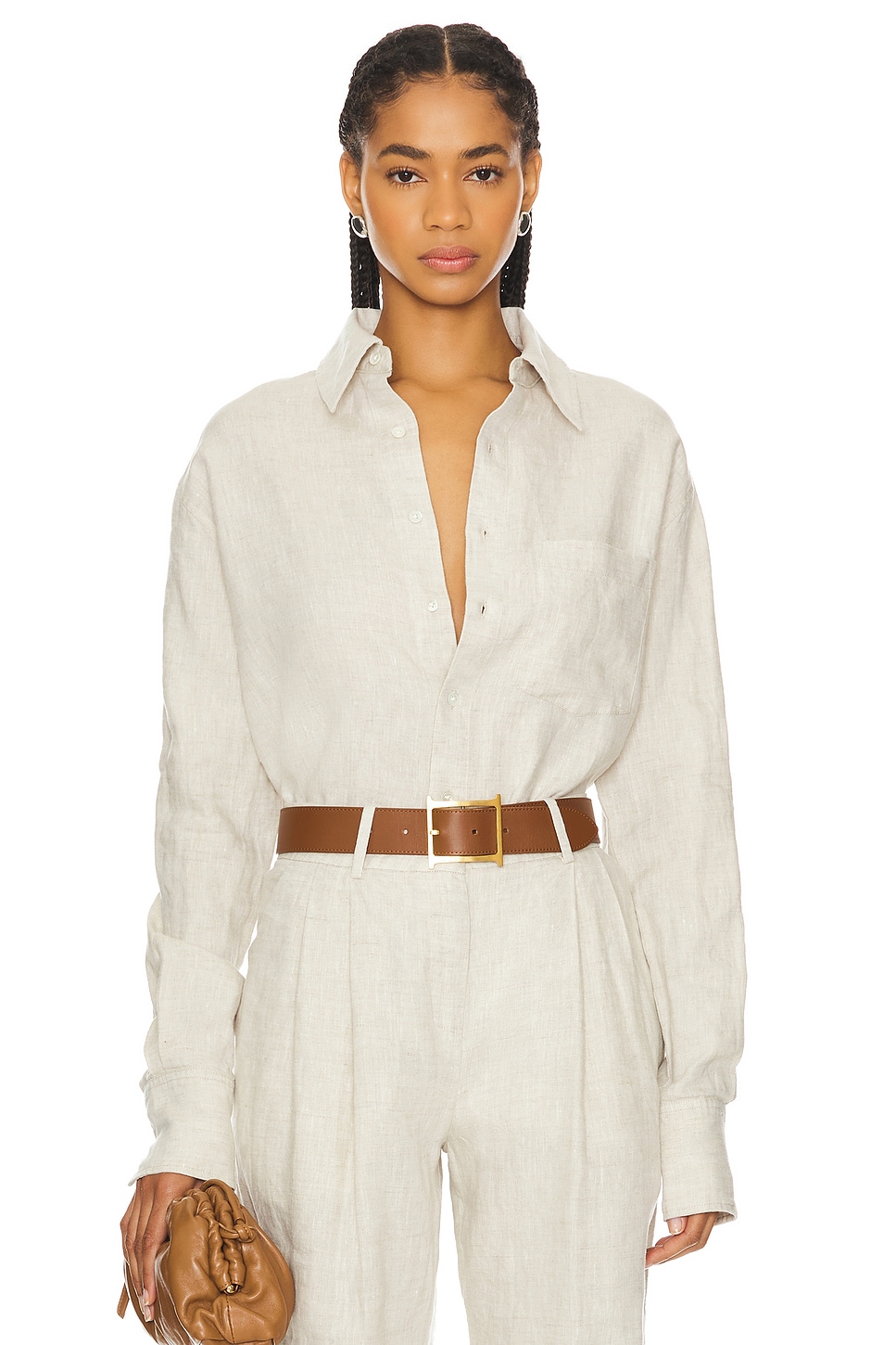 

Льняная рубашка бойфренда Grlfrnd, цвет natural linen