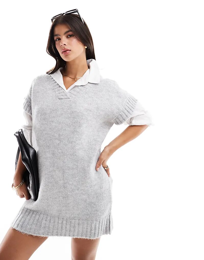 

Мини-платье из трикотажного жилета серого меланжевого цвета Miss Selfridge