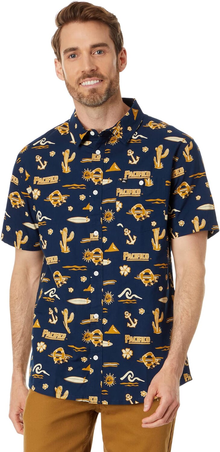 

Рубашка Quiksilver Pacifico Short Sleeve Woven, цвет Navy Blazer