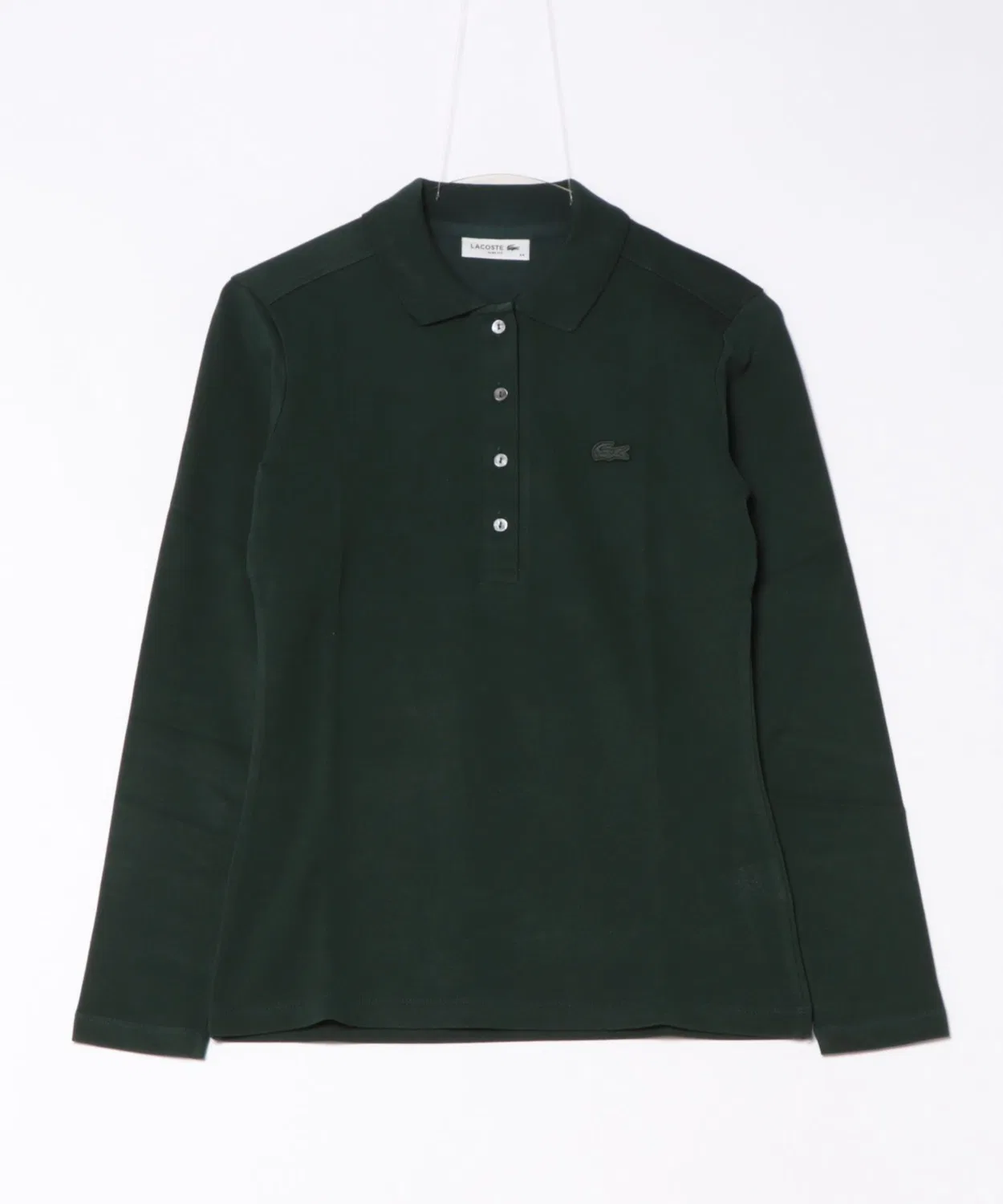 Поло Lacoste с длинным рукавом, хлопок с полиуретаном, зеленый