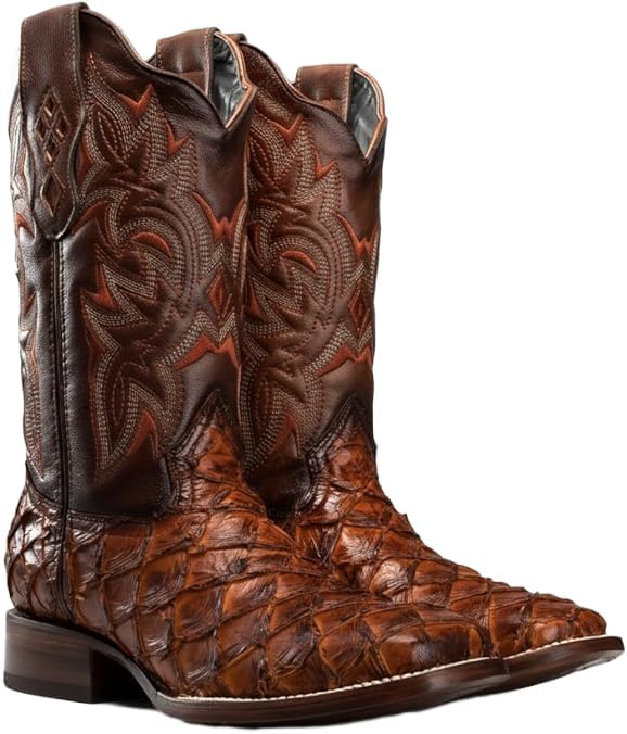 

Мужские ботинки Rodeo Cartie из натуральной экзотической кожи рыбы Пираруку, квадратный носок - Shedron Generic