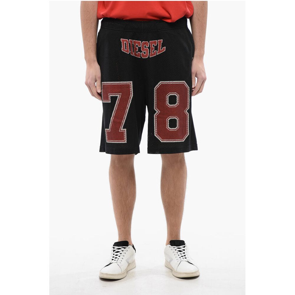 

RED TAG Перфорированные шорты P-TAIN с затягивающимся шнурком на талии Diesel, Black