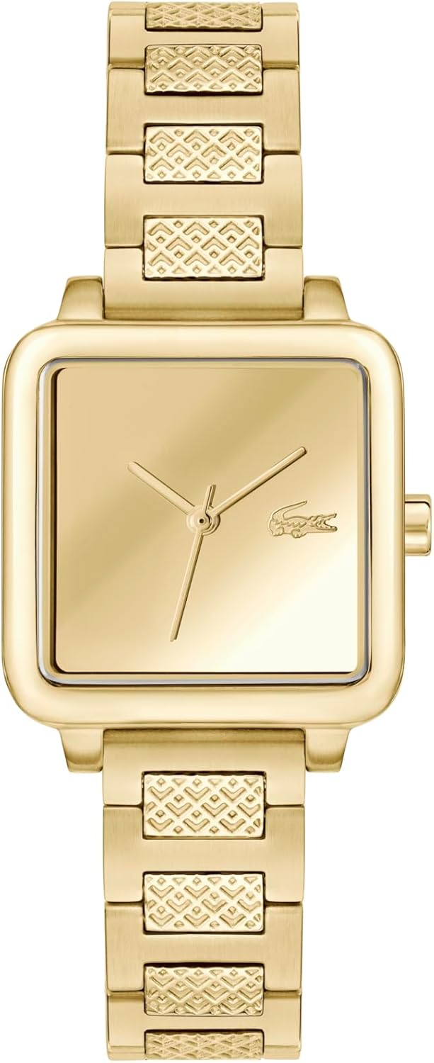 

Lacoste. 12.12 Leap женские кварцевые часы - 3 стрелки - квадратный корпус - зеркальный циферблат - браслет-цепочка - изысканный аксессуар - подарок для нее - 26mm, Gold Plated, Позолоченный, Lacoste. 12.12 Leap женские кварцевые часы - 3 стрелки - квадра