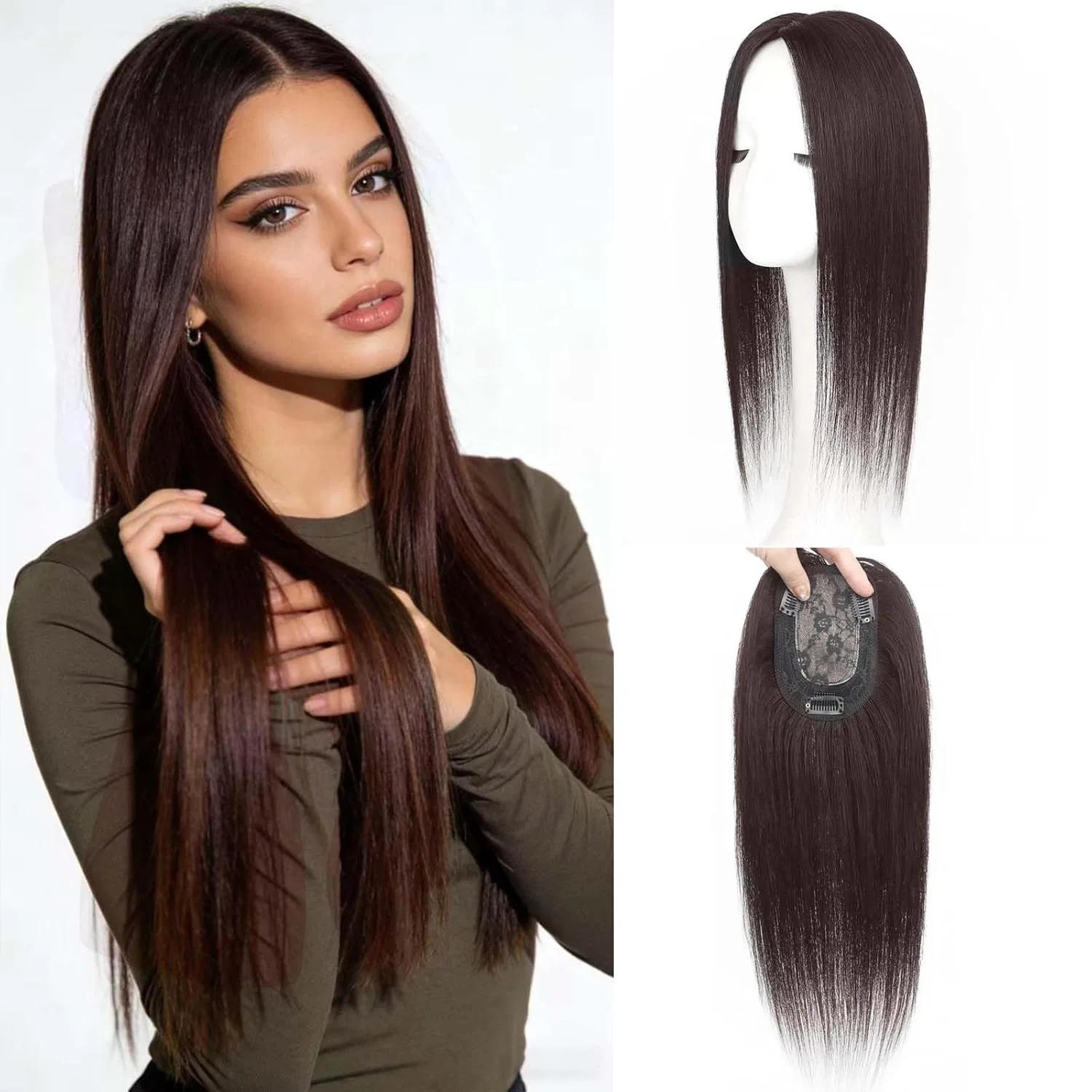 Накладка на макушку EREE HAIR из 100% натуральных волос 45 см Eree Hair, Dark Brown