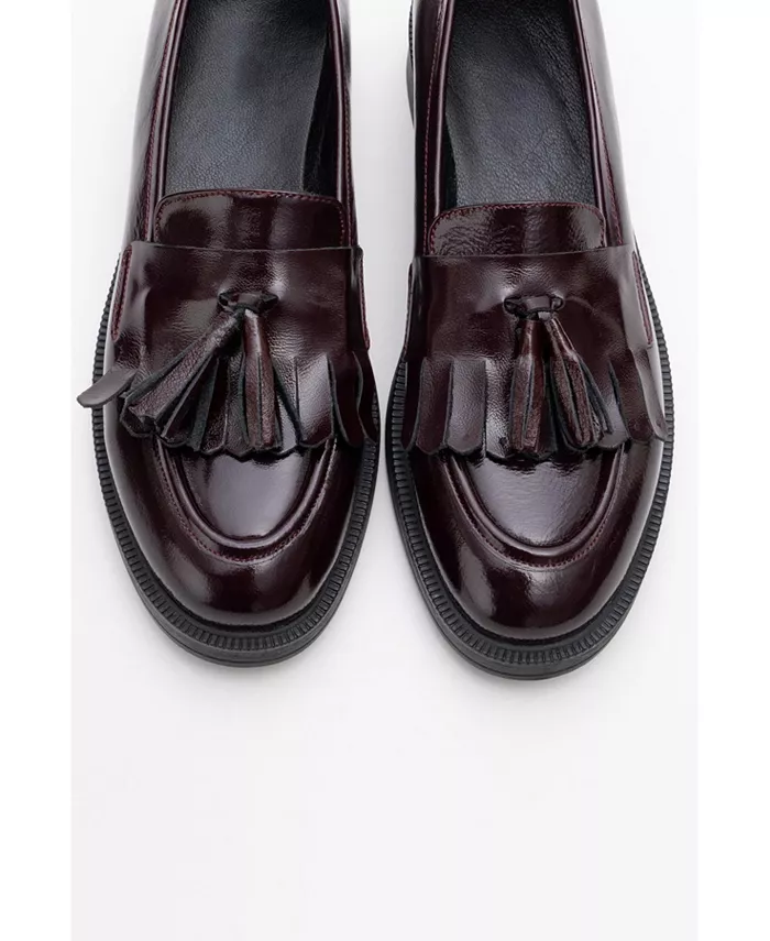 Милли Лоферы с кожаными кисточками Forever & Always Shoes, красный — фото 2