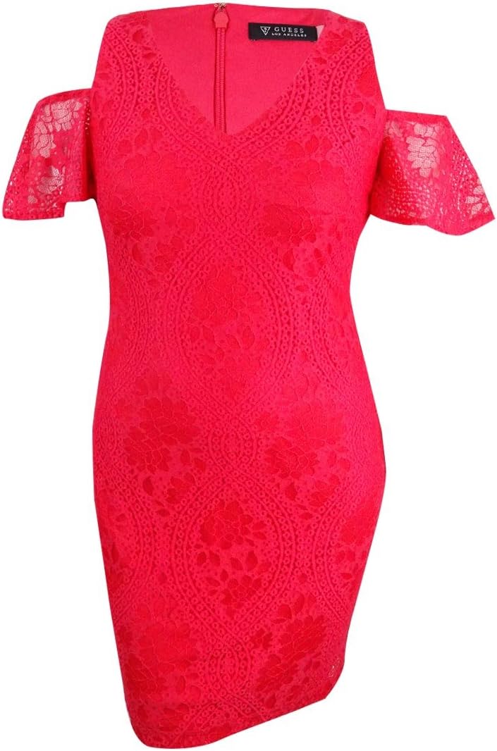 

GUESS Женское платье-футляр с кружевом и открытыми плечами, Strawberry