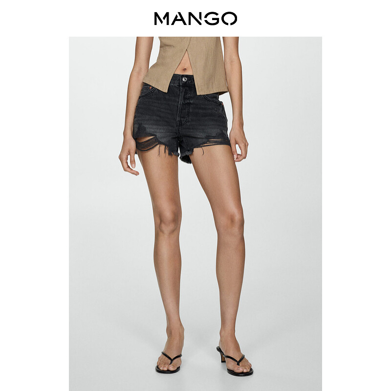 

Джинсовые шорты Mango с рваными краями, черный