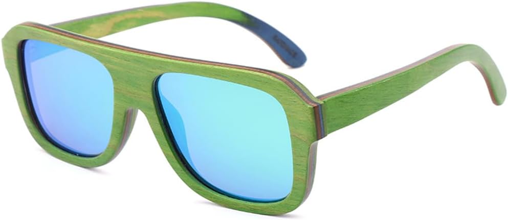 

Винтажные солнцезащитные очки из натурального дерева для скейтборда, в настоящей оправе, поляризованные, с защитой от УФ-излучения UV400, модные для мужчин за рулем автомобиля UJNHGQ, Green