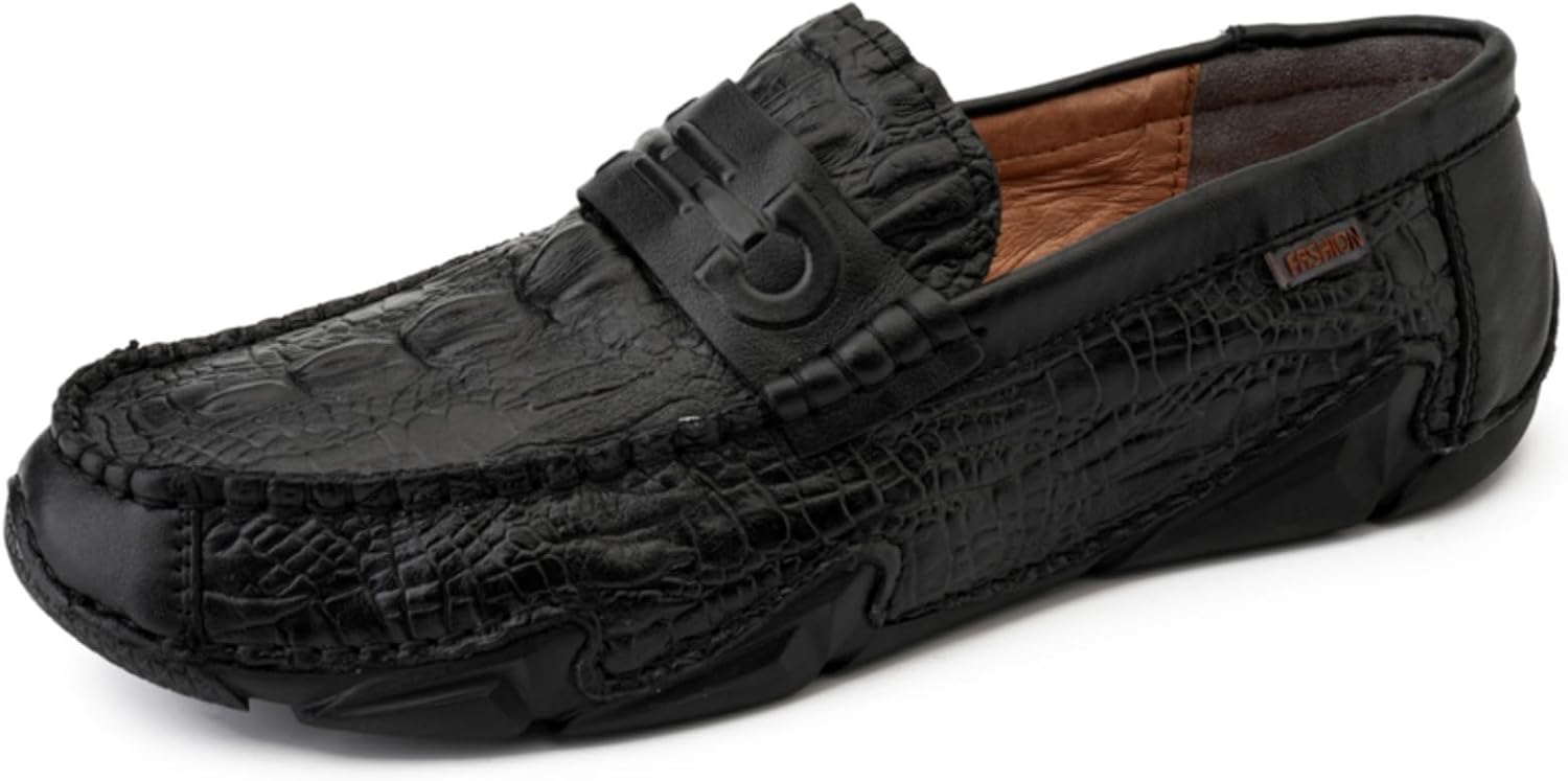 

Мужские текстурированные лоферы с тиснением, стильные повседневные слипоны- идеально подходят для ежедневных дел, встреч на выходных и городских поездок Aokisx, черный