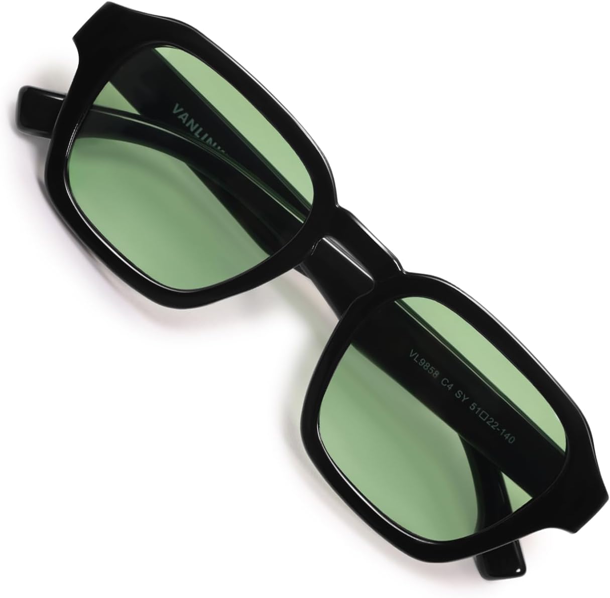 

Солнцезащитные очки VANLINKER в стиле ретро-винтаж, поляризованные, модные, маленькие квадратные, для женщин и мужчин, 2025, модель VL9858, Black Frame Green Tinted Lens