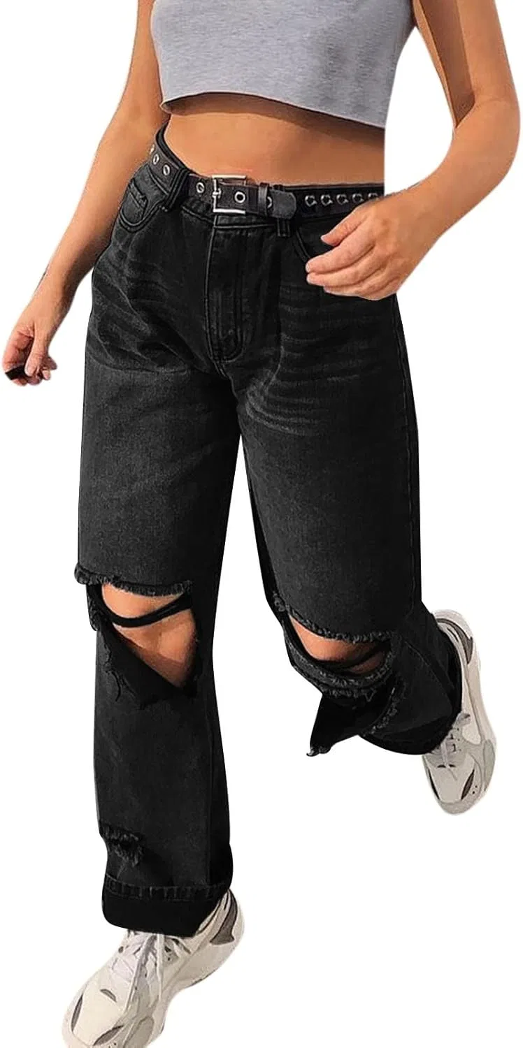 Джинсы прямые свободные, джинсы, Black