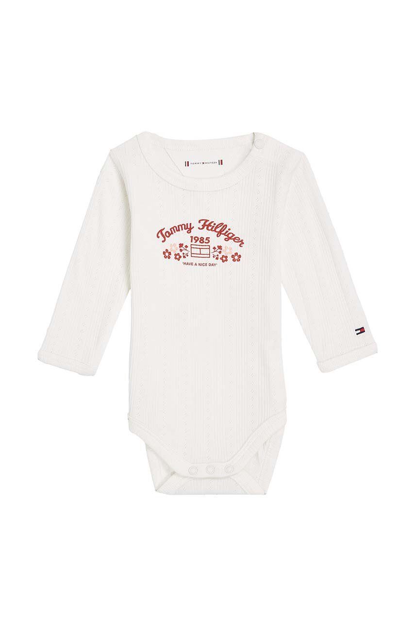 

Хлопковое боди для новорожденных Tommy Hilfiger, розовый