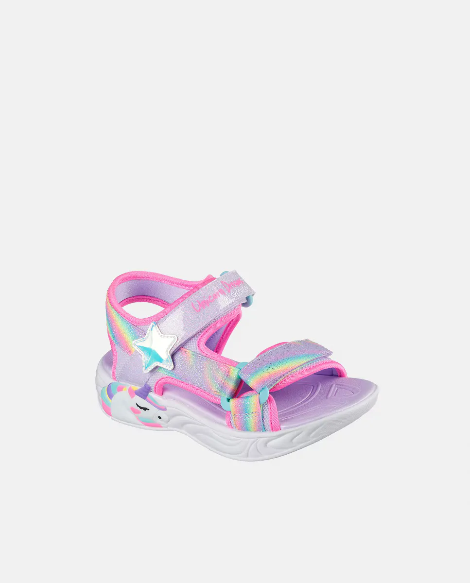 

Сандалии для девочек с рисунком единорога Skechers, лиловый