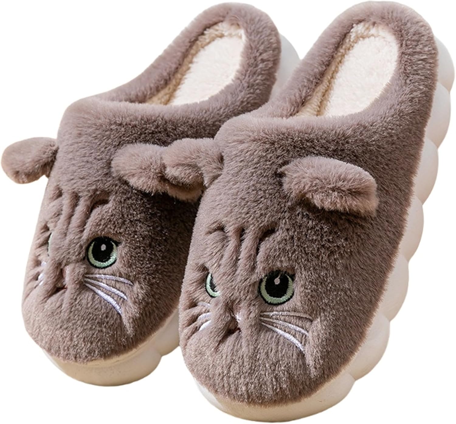 

Тапочки AZCHEN с животными для женщин, милые тапочки в виде кота, уютные домашние мужские пушистые зимние тапочки, забавные хлопковые тапочки для взрослых, коричневый