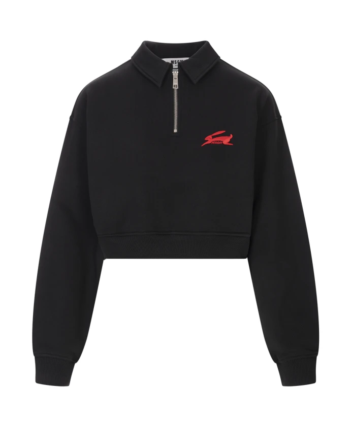 

Черная укороченная толстовка с 3D-вышивкой Msgm, черный