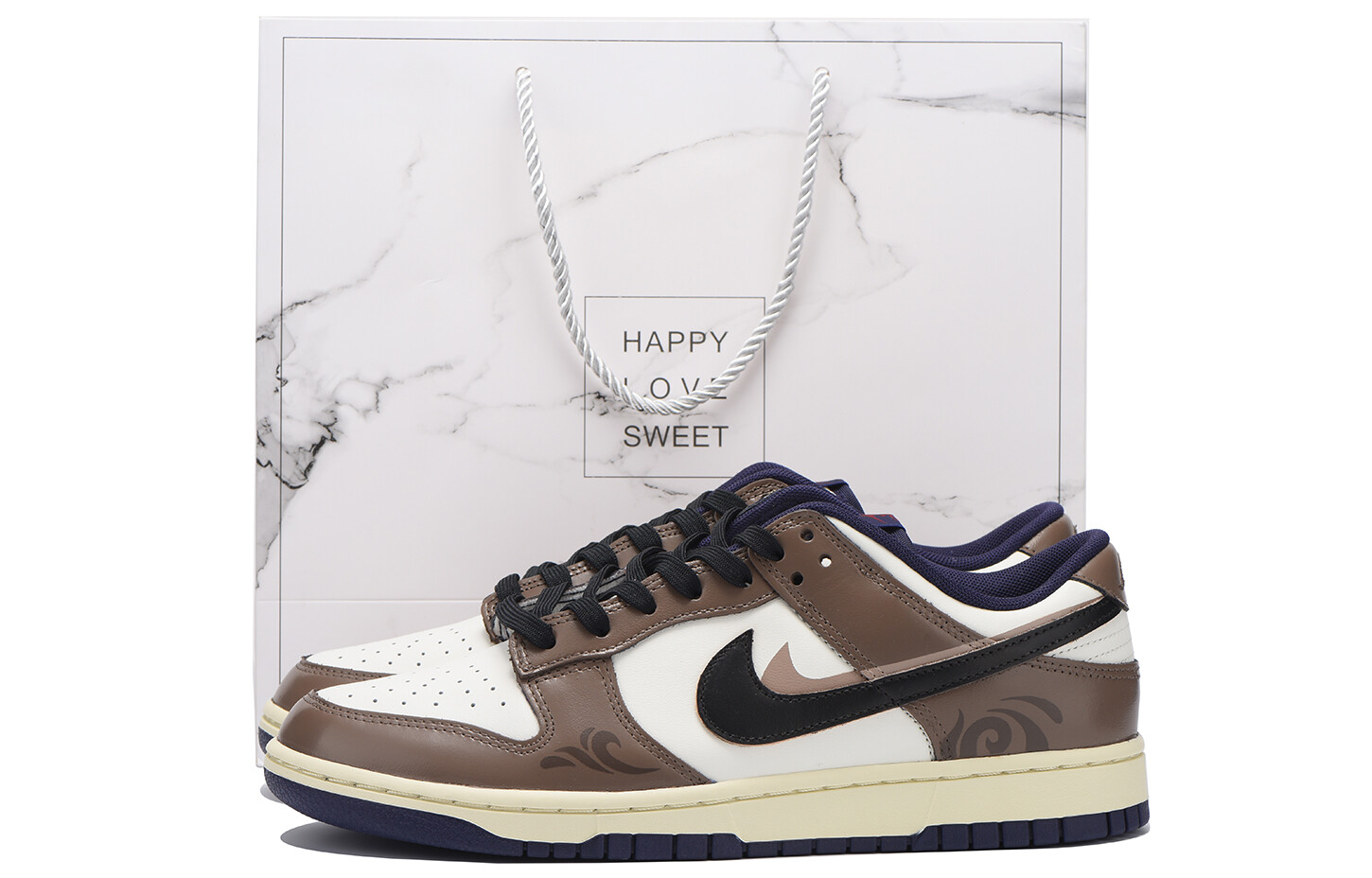 

Кроссовки Nike Dunk Skateboarding Shoes Men Low-top White, цвет Chestnut